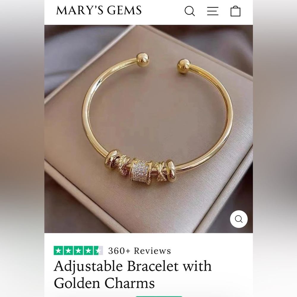 Adjustable Gold bracelet with gold charms